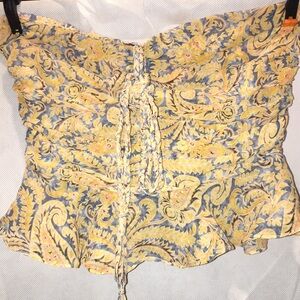 Veronica Beard Yellow and Blue Floral Crop Top